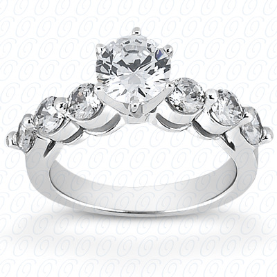 14 Karat White Gold  Cut Diamond Unique Engagement Ring 