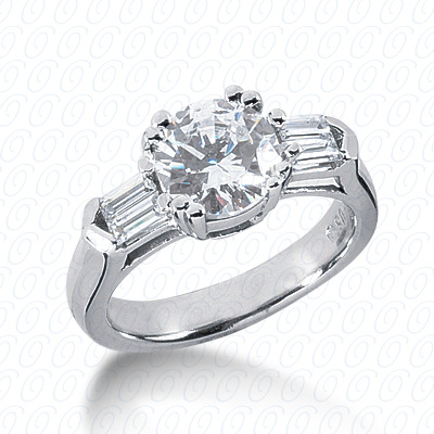14 Karat White Gold  Cut Diamond Unique Engagement Ring 