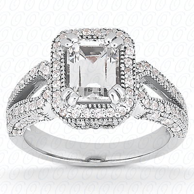 14 Karat White Gold  Cut Diamond Unique Engagement Ring 