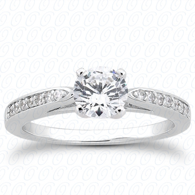 14 Karat White Gold  Cut Diamond Unique Engagement Ring 