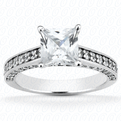14 Karat White Gold  Cut Diamond Unique Engagement Ring 
