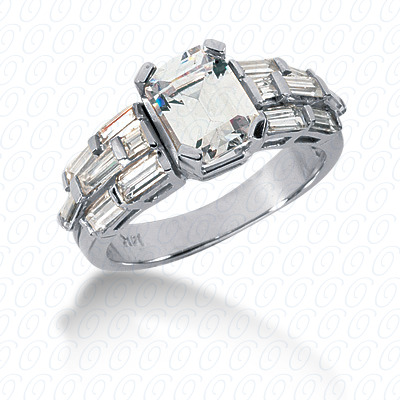 14 Karat White Gold  Cut Diamond Unique Engagement Ring 