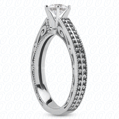 14 Karat White Gold  Cut Diamond Unique Engagement Ring 