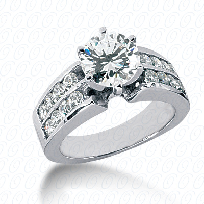 14 Karat White Gold  Cut Diamond Unique Engagement Ring 