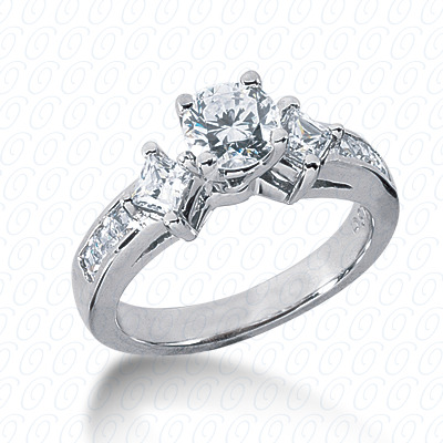 14 Karat White Gold  Cut Diamond Unique Engagement Ring 