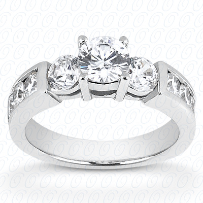 14KP Round  Cut Diamond Unique <br>Engagement Ring 0.65 CT. Three Stones Style