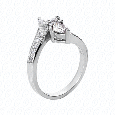 14 Karat White Gold  Cut Diamond Unique Engagement Ring 