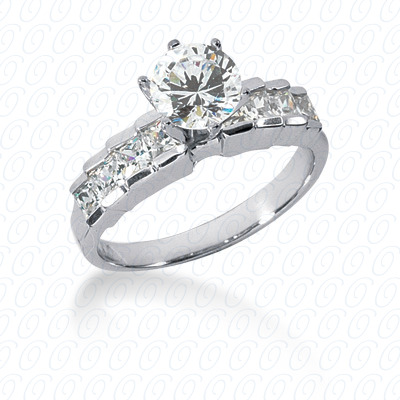 14 Karat White Gold  Cut Diamond Unique Engagement Ring 