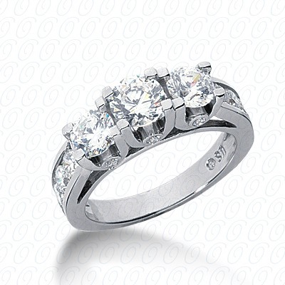 14KP Round  Cut Diamond Unique Engagement Ring 1.89 CT.