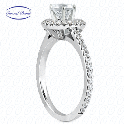 0.51 CT. 14 Karat Pink Gold Halo Petite  Cut Diamond Engagement Ring Petite Style