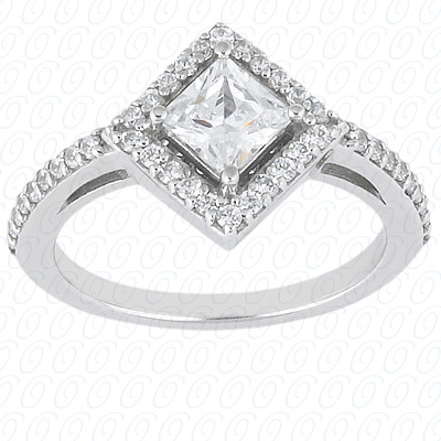14 Karat White Gold  Cut Diamond Unique Engagement Ring 