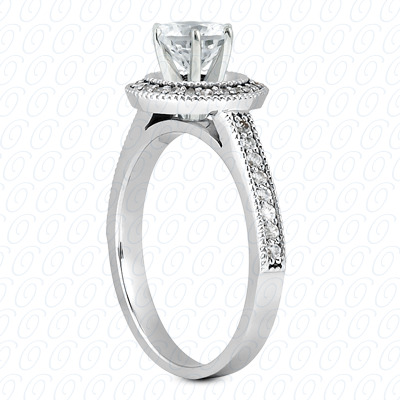 14 Karat White Gold  Cut Diamond Unique Engagement Ring 