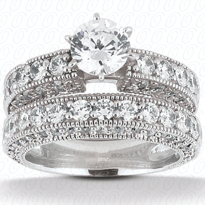14 Karat White Gold  Cut Diamond Unique Engagement Ring 